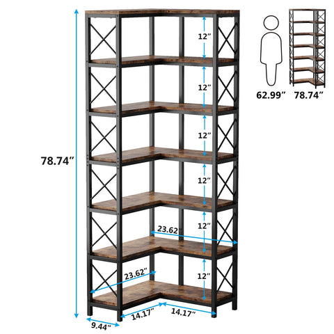 Tribesigns Corner Bookshelf, 7-Tier Corner Bookcase Display Rack