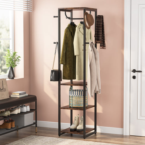 Freestanding Closet Organizer, Industrial 3 Rod Garment RackRustic