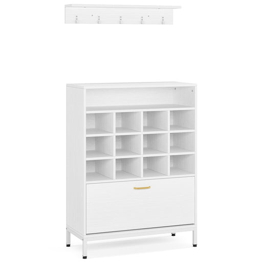 Tribesigns 8-Tier Shoe Storage Cabinet, White Wooden Shoe Rack with 24  Cubbies, Freestanding Tall Shoe Organizer with Adjustable Partition for