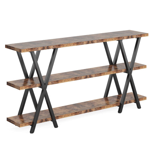 70.8 Console Table, Industrial Entryway Sofa Table with 3-Tier Shelves