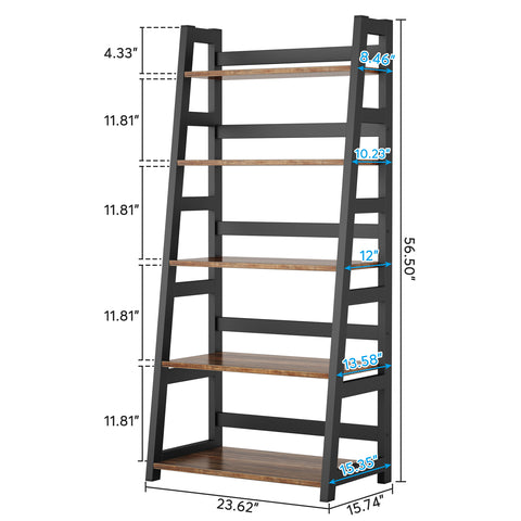 Tribesigns Bookshelf, 5-Tier Ladder Bookcase Etagere Storage Shelf