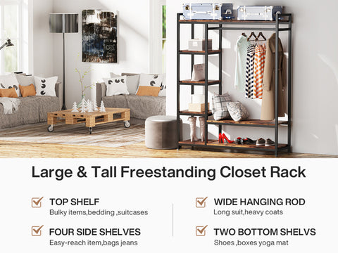 Tribe design Freestanding Clothing Racks with 6 Shelves