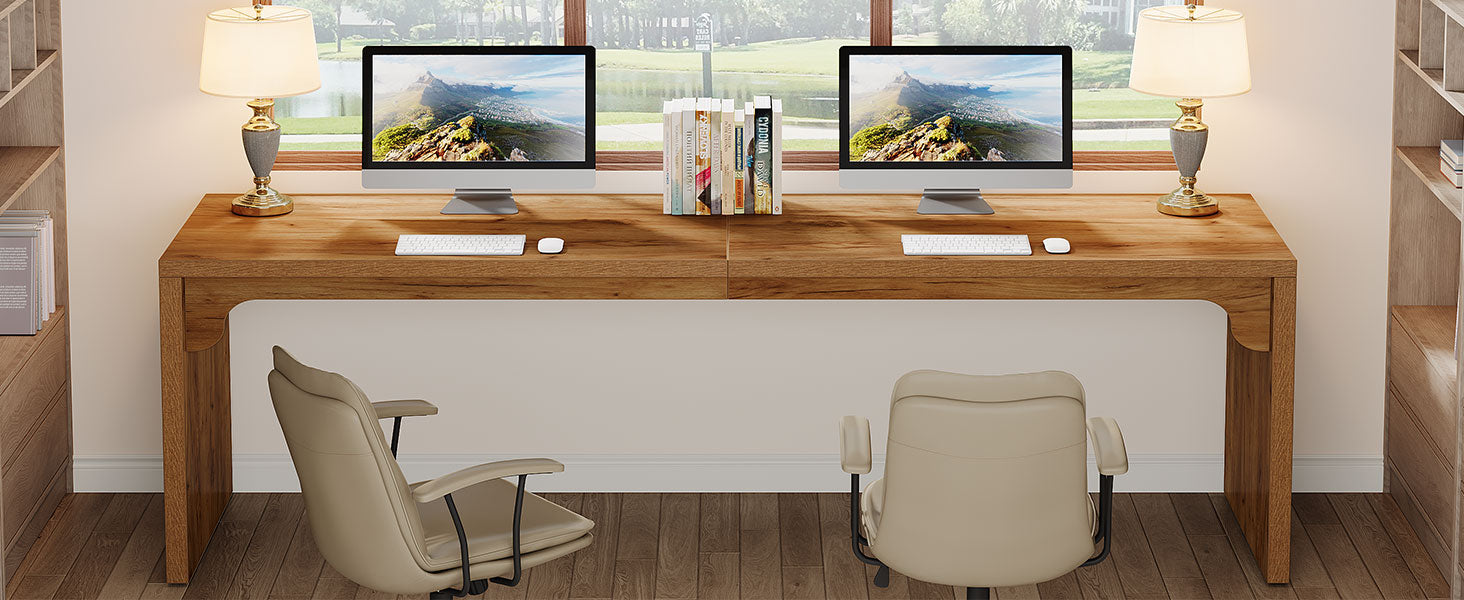 78.7" Two Person Desk, Wood Long Computer Desk Double Desk
