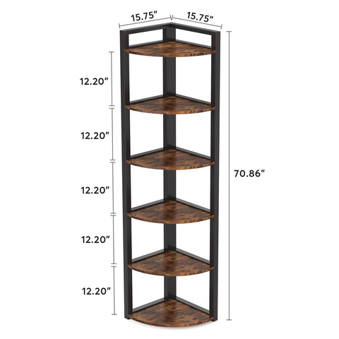 5-Tier / 6-Tier Corner Shelf Small Bookshelf Storage Rack for Small  SpaceWhite / 5-Tier