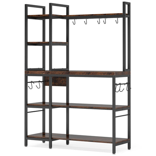 Tribesigns Bakers Rack with Storage for Kitchen 43 Inch Wide Large Racks  Shelves, 5-Tier Tall Utility Shelves Organizers and 10 Hooks