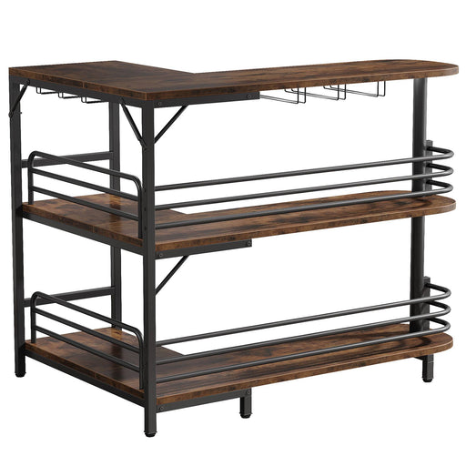 Tribesigns Home Bar Unit, 3 Tier Liquor Bar Table with Stemware Racks and  Wine Storage Shelves, Wine Bar Cabinet Mini Bar for Home Kitchen Pub (Black)