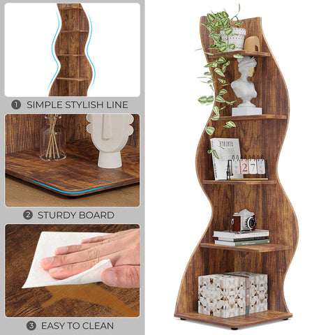 Tribesigns Modern 5-Tier Corner Bookshelf Details