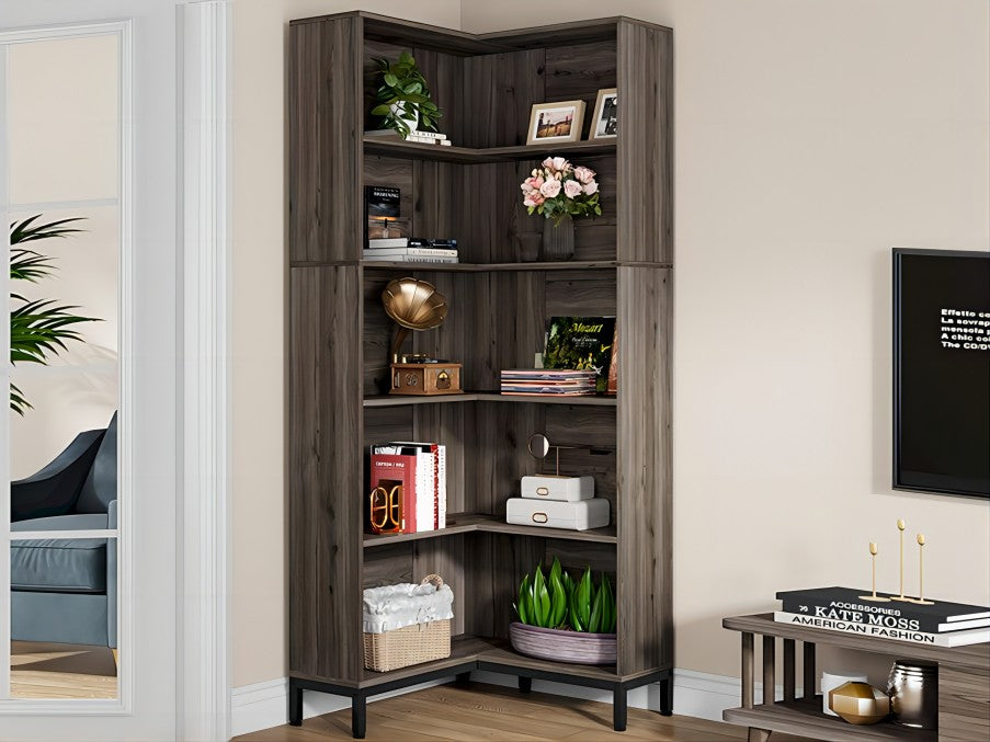 Tribesigns 6 Tier Corner Shelf, 71 inch Tall Corner Bookshelf for Small Space