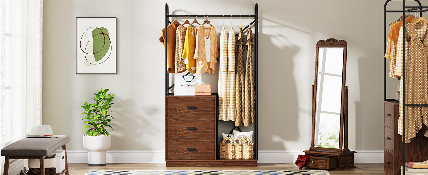 Custom Alta Free Standing Wardrobe Closet - 3 Extending Shoe Storage Shelves