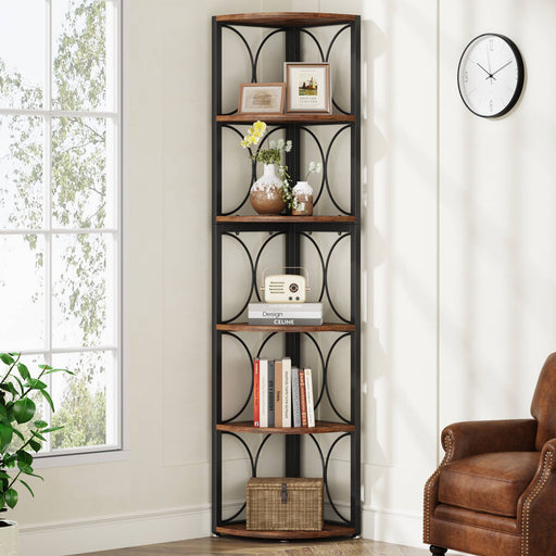 5-Tier / 6-Tier Corner Shelf Small Bookshelf Storage Rack for Small Space