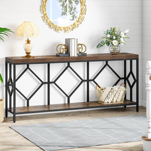 TRIBESIGNS WAY TO ORIGIN Benjamin Brown 70.9 in. Long Console Sofa Table, 2  Tier Narrow Industrial Behind Couch Bar Table Storage Shelves  HD-XK00148-WZZ - The Home Depot