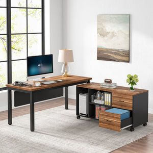 Tribesigns L-Shaped Desk Executive Computer Desk with Storage Cabinet