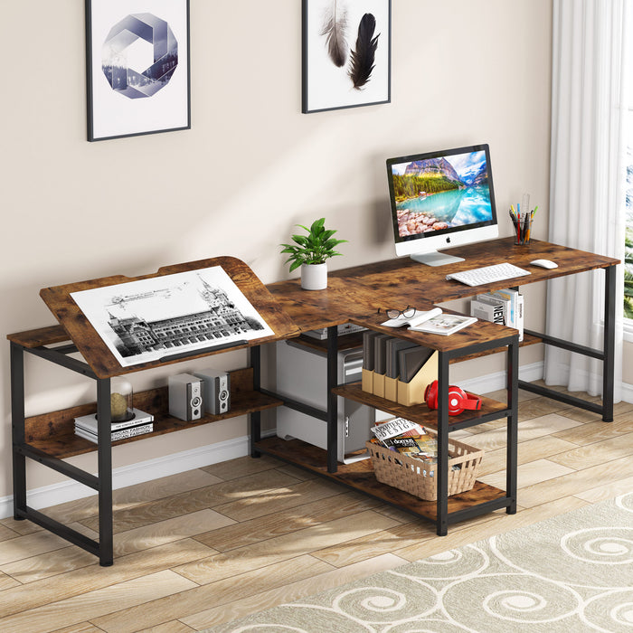 gray desk with hutch