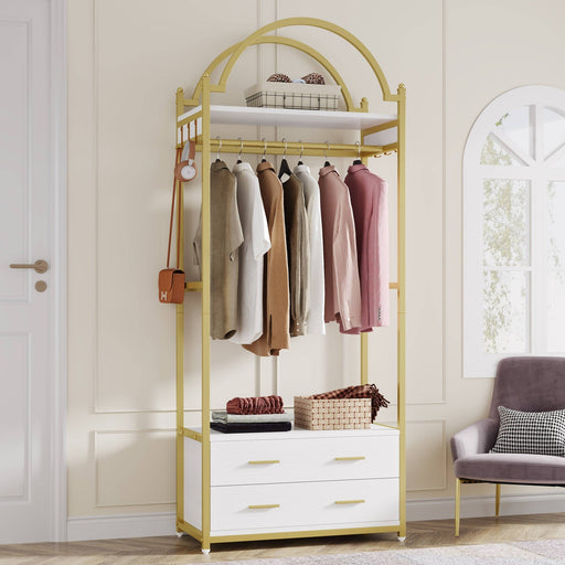 Clothing Rack with Drawers - Standalone Garment Rack to Hang