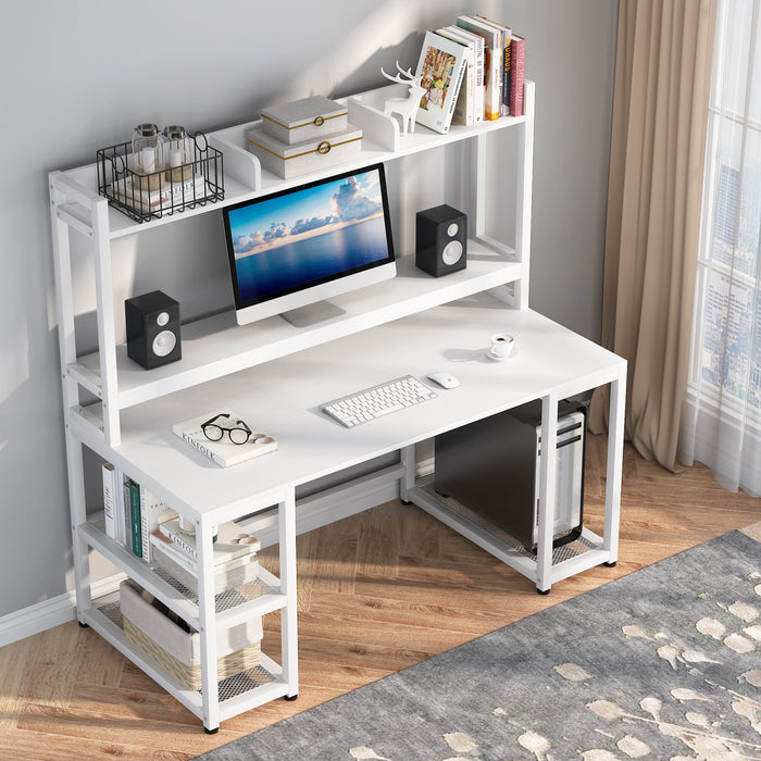 white hutch computer desk