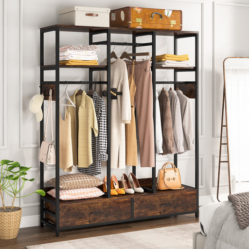 Buy Garment Rack, Heavy Duty Freestanding Closet Organizer Systems with  Shelves, Open Wardrobe Closet by Tribesigns Furniture on Dot & Bo