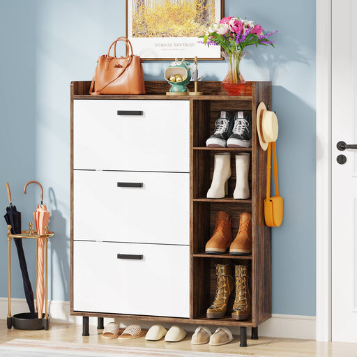 Versatile Shoe Cabinet with 3 Flip Drawers, Maximum Storage