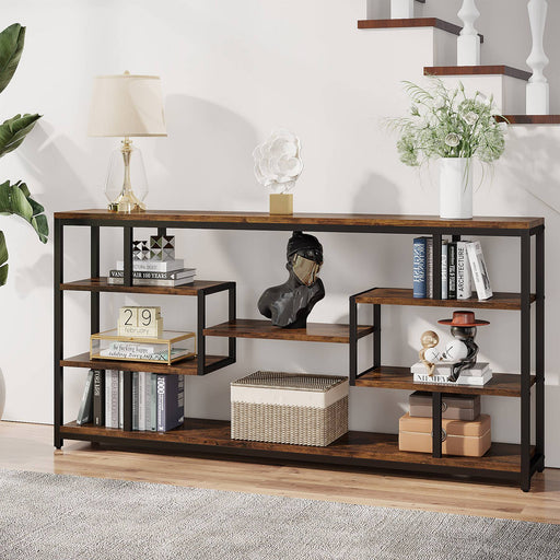 TRIBESIGNS WAY TO ORIGIN Benjamin Brown 70.9 in. Long Console Sofa Table, 2  Tier Narrow Industrial Behind Couch Bar Table Storage Shelves  HD-XK00148-WZZ - The Home Depot