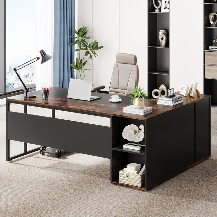 Tribesigns 71'' L-Shaped Executive Desk with Shelves & File Cabinet