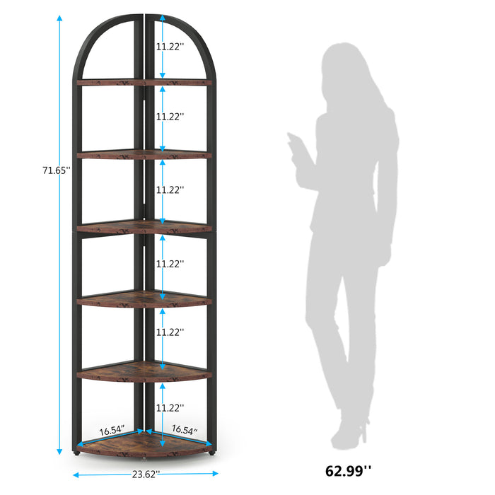 Tribesigns 6 Tier Shelf, 71 inch Tall Corner Bookshelf for Small Space Tribesigns