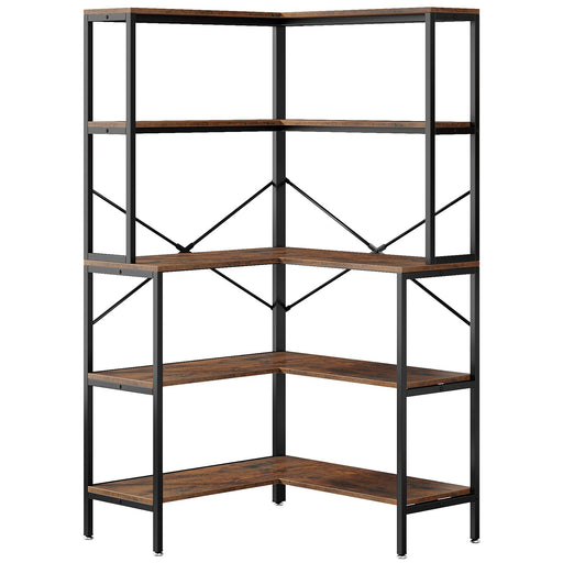 Tribesigns 6-Tier Corner Shelf, 75 Inch Tall Narrow Bookshelf Storage Rack,  Etagere Shelves Display Stand for Small Spaces, Rustic Open Bookcase