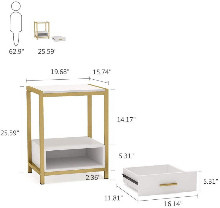 Tribesigns Nightstands, End Side Table with Drawer & Storage Shelf Tribesigns