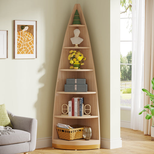 Tribesigns 75 Inch Tall Narrow Bookshelf for Small Spaces, 6-tier  Multipurpose Storage Rack Book Shelves, Rustic Corner Square Shelf Tower,  Skinny