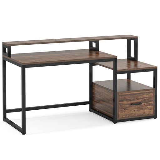 Tribesigns 60 inch Computer Desk with Storage Shelves and File