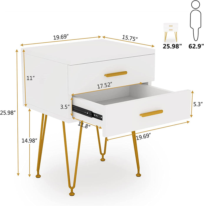 Tribesigns Nightstand, 29" Tall Bedside End Table with 2-Drawer