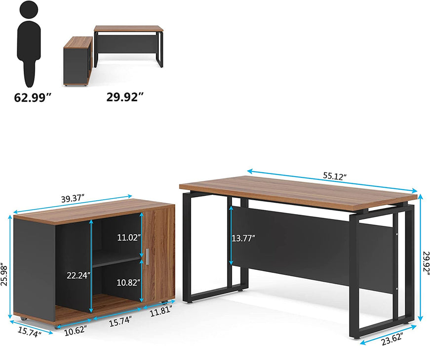 Tribesigns L-Shaped Desk, 55" Executive Desk with 39" File Cabinet