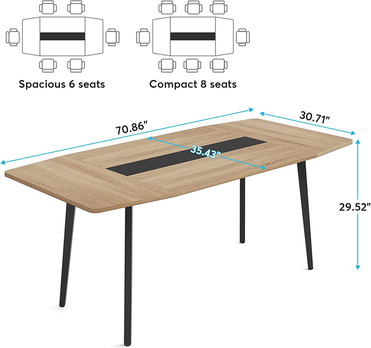 Tribesigns Conference Table, Modern 6FT / 8FT Boat Shaped Meeting Table