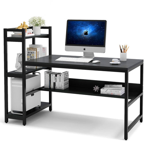 Tribesigns 63'' Computer Desk with Monitor Stand & Storage Shelves