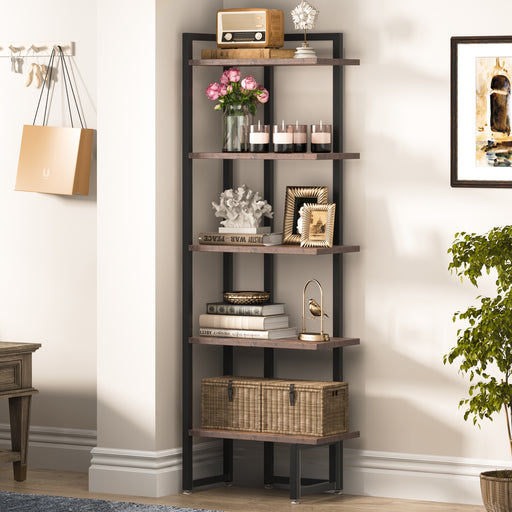 Tribesings Corner Bookshelf, 6-Tier Industrial Etagere Corner