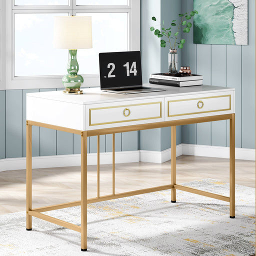 Tribesigns Harold 47 in. White Computer Desk with Hutch, Wood Modern  Writing Desk with 2-Drawers Storage CT-C0263 - The Home Depot