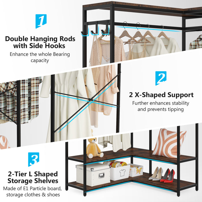 Tribesigns L-Shaped Garment Rack, Freestanding Closet Organizer