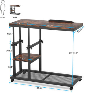 Tribesigns C Table, Mobile Sofa Side Table with Tiltable Drawing Board