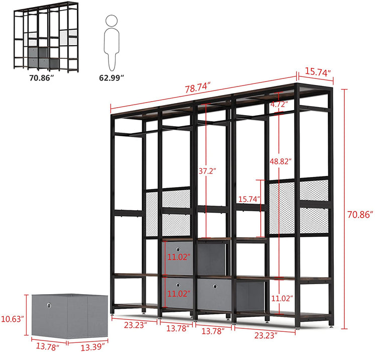 Jomeed Industrial Steel Freestanding Closet Clothing Garment Rack