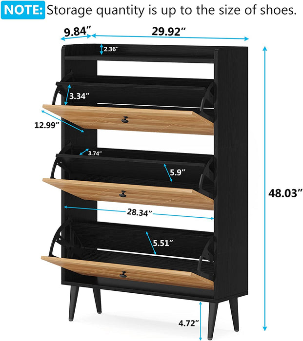 Tribesigns Shoe Cabinet, Shoe Rack Organizer with 3 Flip Drawers for Entryway