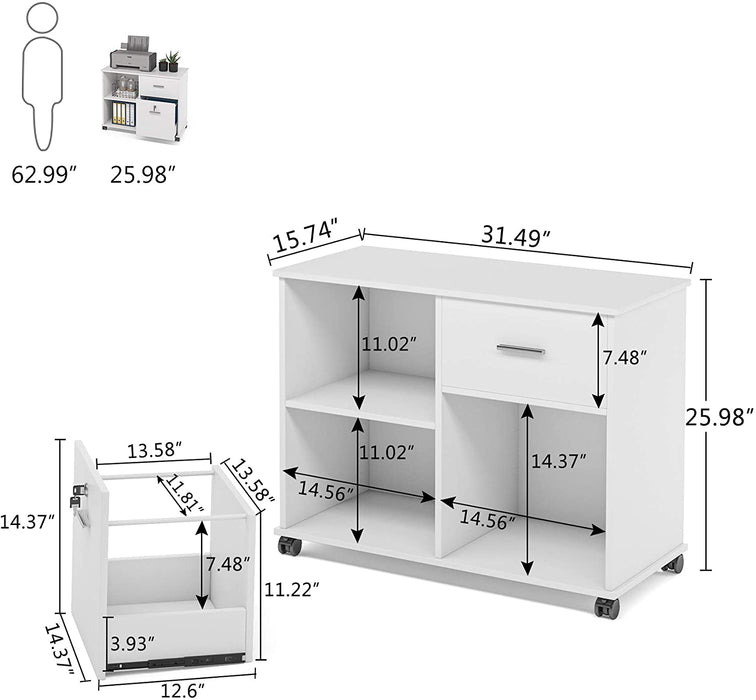 Tribesigns File Cabinet, 2 Drawer Mobile Printer Stand with Lock Tribesigns