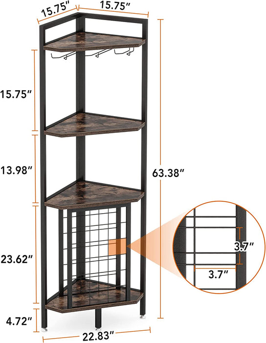 Tribesigns Wine Rack, 4 Tier Corner Shelf with Glass Holder