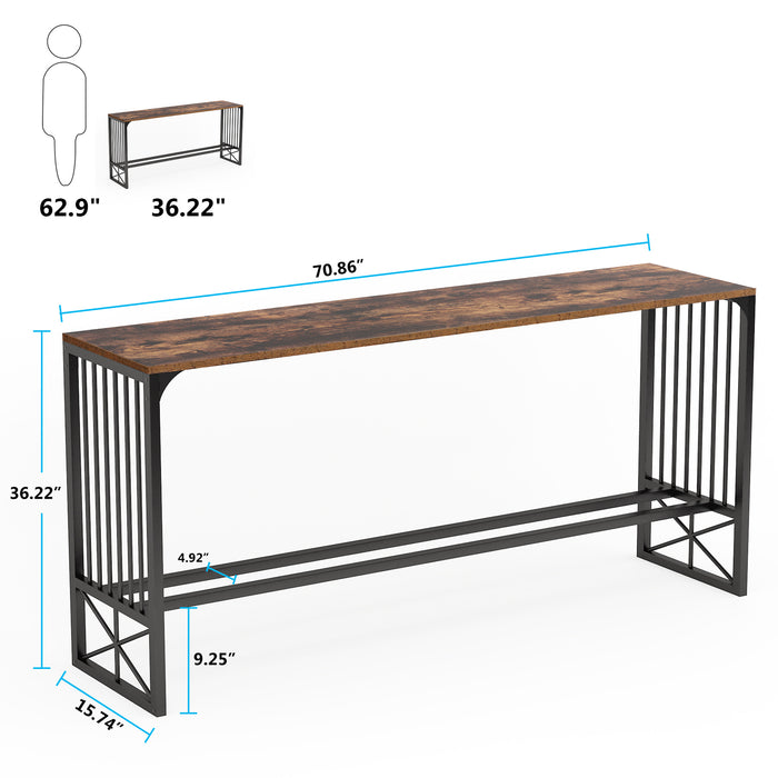 Tribesigns Console 70.9 inch Industrial Sofa Pub Table, Rustic Tribesigns