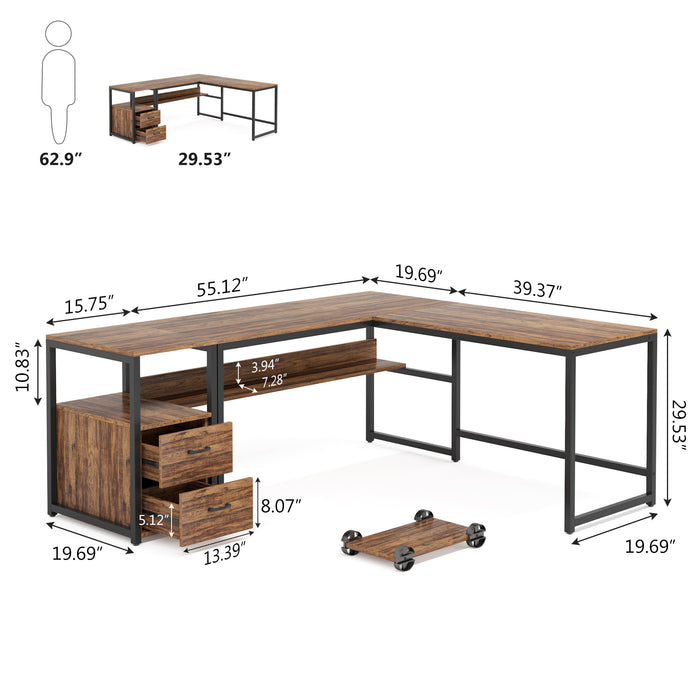 Tribesigns L-Shaped Desk, 70" Computer Desk with Bookcase and Cabinet Tribesigns