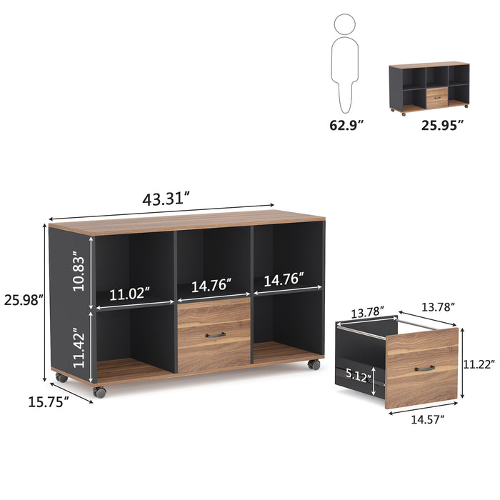 Tribesigns File Cabinet, 43 inches Mobile Filing Cabinet for Letter Size Tribesigns