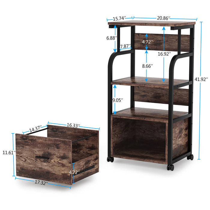 Tribesigns File Cabinet, 3 Tier Mobile Printer Stand with Legal Size Drawer Tribesigns