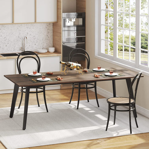 Italian Rock Slab Kitchen Table Black Carbon Steel Frame Six Seats Chair  Combination White Minimalist Rectangle Dining Furniture