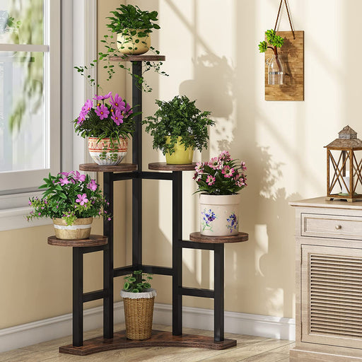 Tribesigns Corner Plant Stand, 67 Flower Shelf with 15 Hanging Hooks