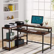 Tribesigns Reversible L Shaped Computer Corner Desk with Shelves