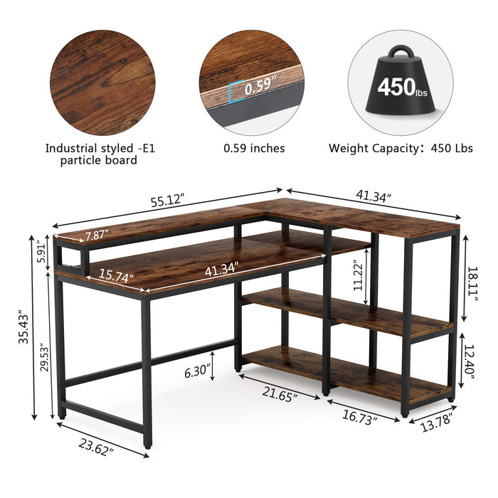 Tribesigns Reversible L Shaped Computer Corner Desk with Shelves Tribesigns