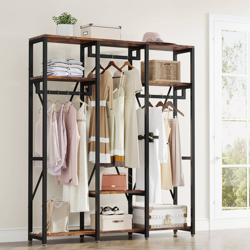 Tribesigns 3.94-ft to 3.94-ft W x 5.84-ft H Brown Ventilated Shelving Wood  Closet System in the Wood Closet Kits department at