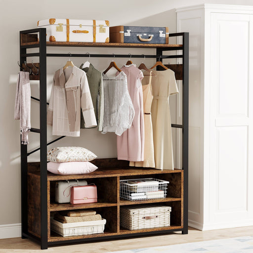 Tribesigns Free-standing Closet Organizer with 6 Storage Shelves and  Hanging Bar, Large Standing Clothes Garment Rack - On Sale - Bed Bath &  Beyond - 32566944